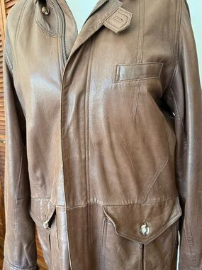 Calvin Klein Brown Leather Long Jacket